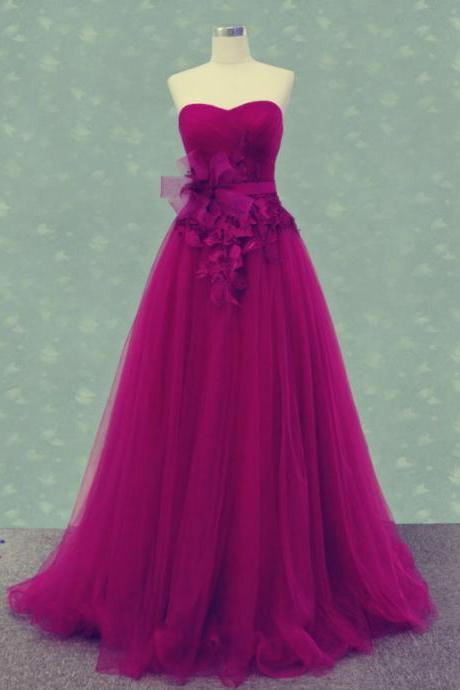 Pd315 Sweetheart Prom Dress,tulle Prom Dress,a-line Prom Dress,charming Prom Dress,prom Dress With Flowers