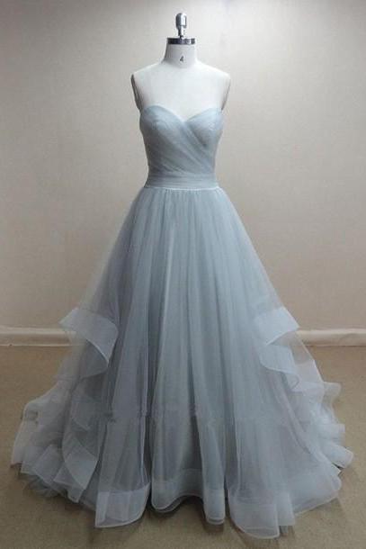 Handmade Grey Tulle Ball Gown Prom Dresses 2016,Grey Prom Dresses, Formal Dresses, Graduation Dresses