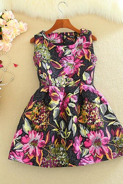 Vintage Jacquard Sleeveless Dress Vc30512mn