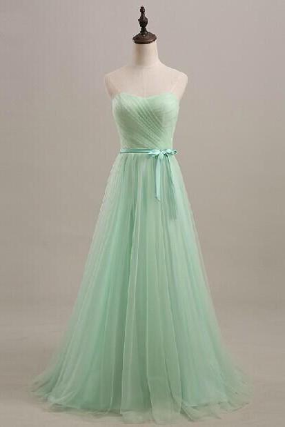 Light Green Tulle Sweetheart A Line Prom Dress