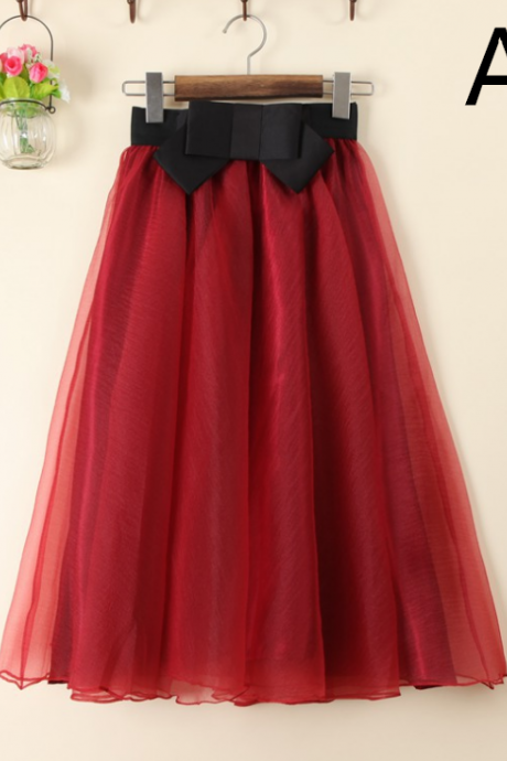 Stripe High Waist Elastic Waistband Flared Pleated Skirt [grzxy6601487 ...