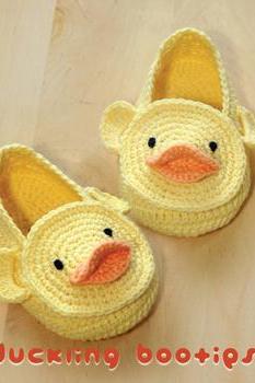 Crochet Pattern Duck Duckling Baby Booties , Chart &amp;amp;amp; Written Pattern By Kittying
