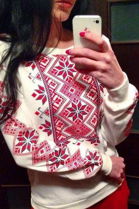 The new printing thick round neck sweater AX30916ax