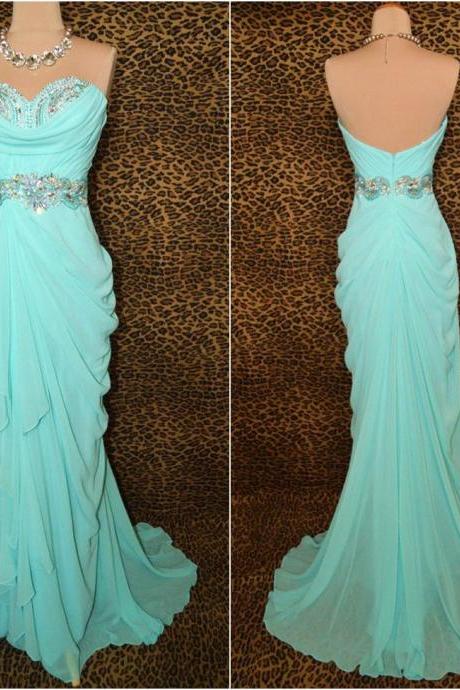 Custom Made Cheap Long Strapless Chiffon Prom Dress, Evening Dress, Formal Dress, Pageant Dress