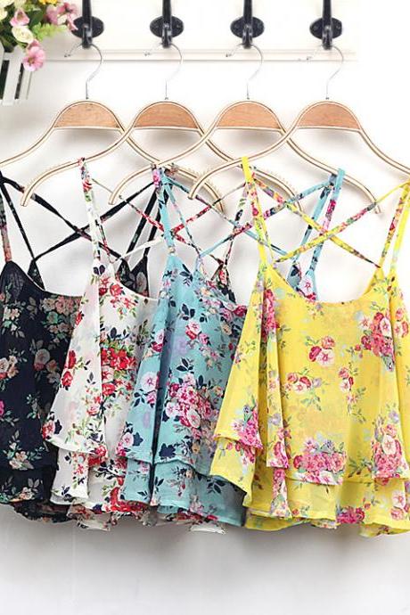 New Retro Sexy Lace Flower Tank Top Sexy Cami Sleeveless Casual Cotton T-Shirt