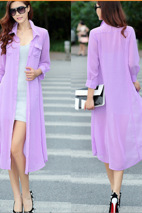 2015 Summer And Long With Unlined Upper Garment Translucent Snow Spins Unlined Upper Garment Dress Chiffon Sun-protective Clothing363