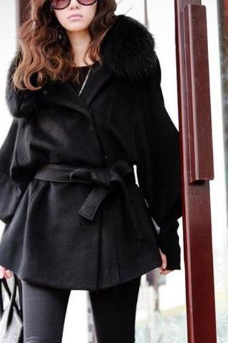 Fashion Fur Collar Solid Color Bat Sleeve Maternity Wear Oversized Coat