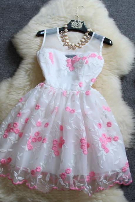 Sweet Round Neck Embroidered Princess Dress Ax31301ax