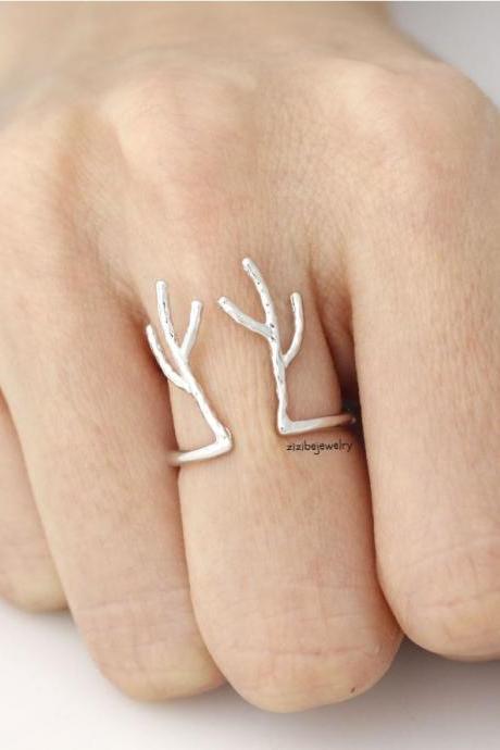 Antler Ring, Deer Ring, Stag Ring, Horn Ring, Reindeer Ring In Gold / Silver, R0111s
