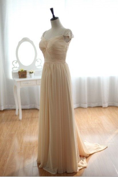 Elegant Champagne Long Sweetheart Prom Dresses 2015, Long Prom Gown, Bridesmaid Dresses, Evening Dresses