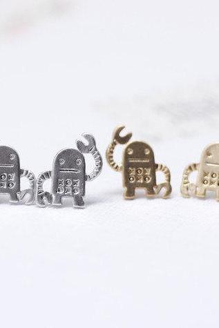 Cute And Unique Robot Post Earrings( Gold /silver)