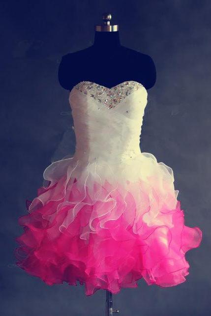 Pretty Short Ombre Tulle Prom Dresses, Omber Prom Dresses, Cute Homecoming Dresses, Graduation Dresses