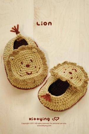 Crochet Pattern Lion Baby Booties - Photo, Chart &amp;amp;amp; Written Pattern