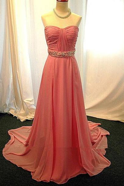 2016 Beading Sashes Prom Dresses, Real Made Sweetheart Floor-length Evening Dresses,chiffon Sequins Evening Dresses, Evening Dresses