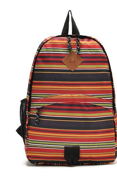 Stripes Printed Backpack In Orange