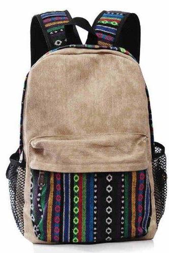 Pomelo Vintage Tribe Pattern Colorful Wool Knitting Canvas Backpack