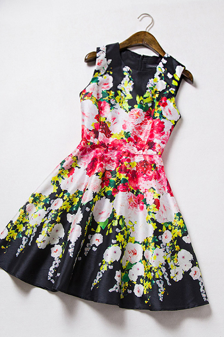 Fashion Printed Sleeveless Vest Dress Vc32216mn