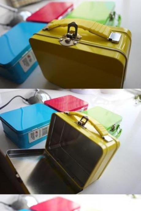 Mini Suitcase tin can with handle 