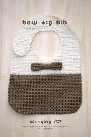 Crochet Pattern Bow Tie Bib - Chart & Written Pattern By Kittying