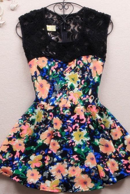 Sexy Slim Dress Lace Stitching Color dress