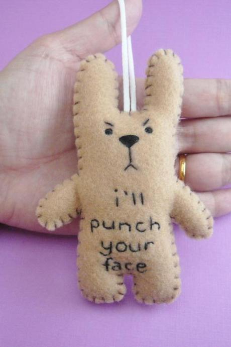 Funny ornaments, I'll punch your face, funny bunny or christmas tree decoration decor