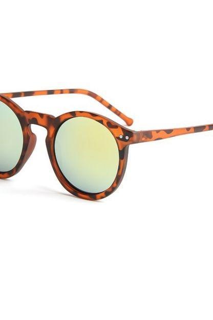 Round lens summer leopard frame girl sunglasses 