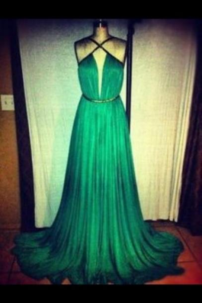 Custom Made Sexy Floor-length Green Prom Dresses,dress For Prom, Evening Dresses