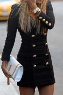 Fashion Black Long-sleeved Dress Ax32921ax