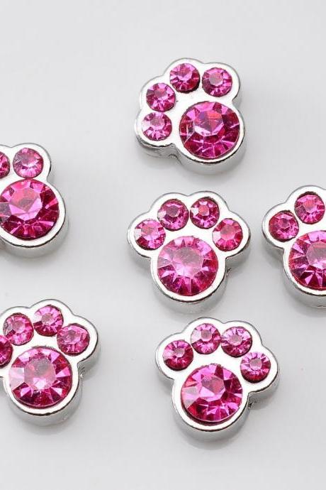 *Free Shipping* Hot sell cute DIY scripted crystal floating locket charms for glass locket Red Rhinestone Foot Charms For Memory Locket