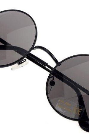 Fashion round black lenses girl sunglasses