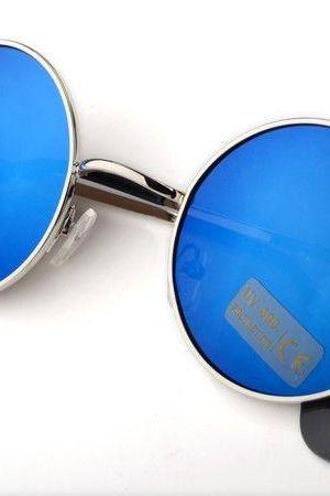 Fashion round blue lenses girl sunglasses