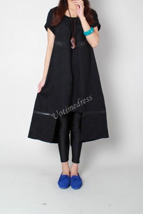 Black Loose Long Dress Women Stereoscopic Detachable Dress 