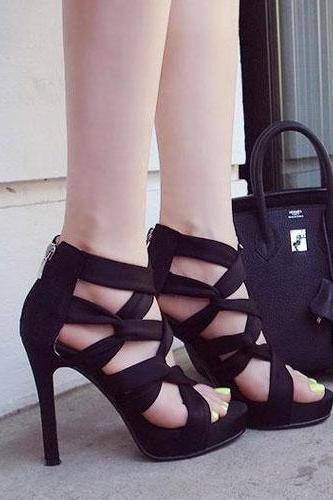 New Fashion Sexy Crisscross Strappy High Stiletto Heel Platform Sandal 