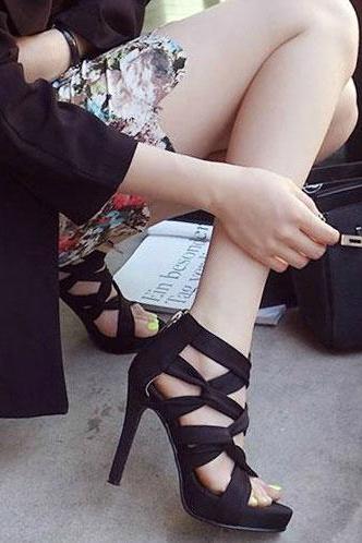 2015 New Sexy Crisscross Strappy High Stiletto Heel Platform Sandal 