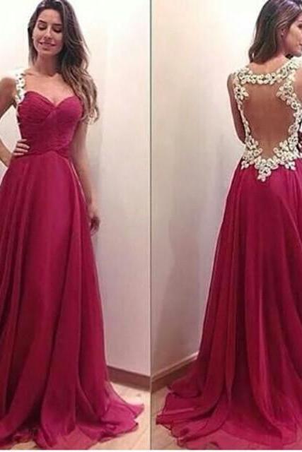 Elegant Chifon Floor Length Sweetheart Prom Dresses 2015 Prom Dresses, Elegant Prom Dresses, Prom 2015, Long Prom Dresses,Appliques Prom Dresses