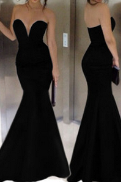 Fabulous Black Off The Shoulder Floor Length Mermaid Dress Vc40502mn