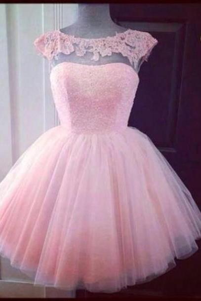 Custom Made A Line Short Pink Prom Dresses, Graduation Dresses, Formal Dresses, Bridesmaid Dresses, Homecoming Dresses Ball Gown