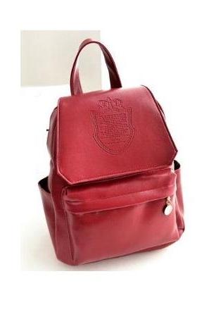 Fashion College Girl Red Pu Leather Cool Backpack