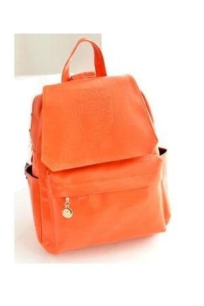 Fashion College Girl Orange Pu Leather Cool Backpack