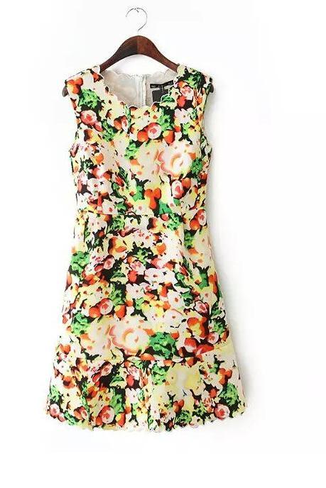 Printed Slim Sleeveless Vest Dress #we40607po