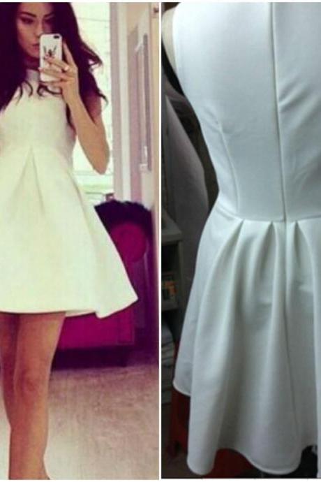 Sexy White Sleeveless Mini Dress BVX01
