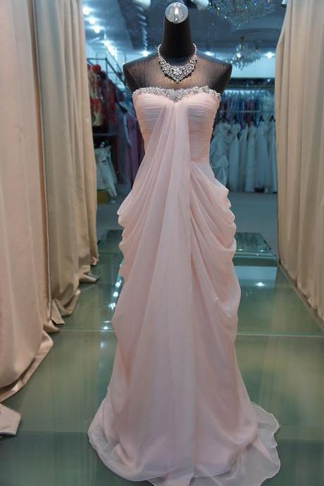 Custom Made Sweetheart Neck Pink Floor Length Prom Dresses, Pink Formal Dresses