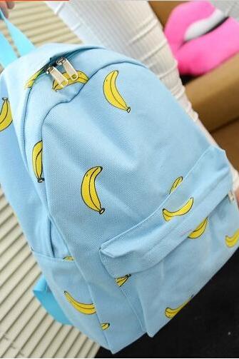 2015 new Cute Banana Print School Girl Backpack