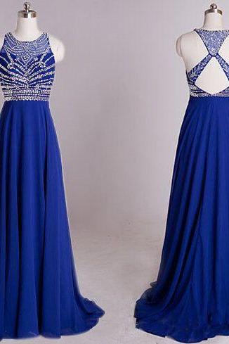 Beading And Sequins Prom Dresses, Floor-length Prom Dresses, Sexy Prom Dresses,a-line Prom Dresses, Charming Backless Evening Dresses Dr0325