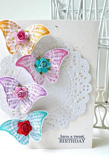 Butterfly colorful Happy Birthday handmade card
