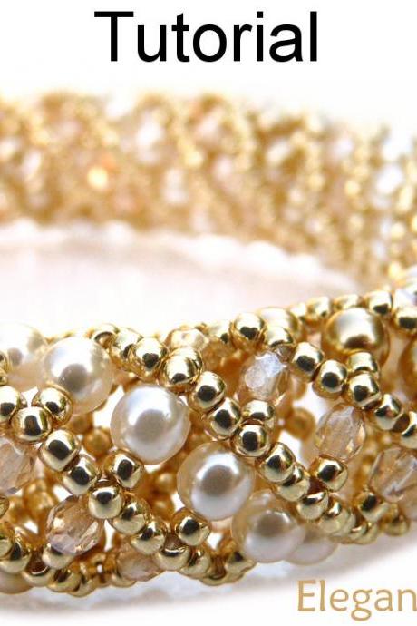 Beading Tutorial Pattern Bracelet Necklace - Tubular Netted Stitch - Simple Bead Patterns - Elegant Evening #668