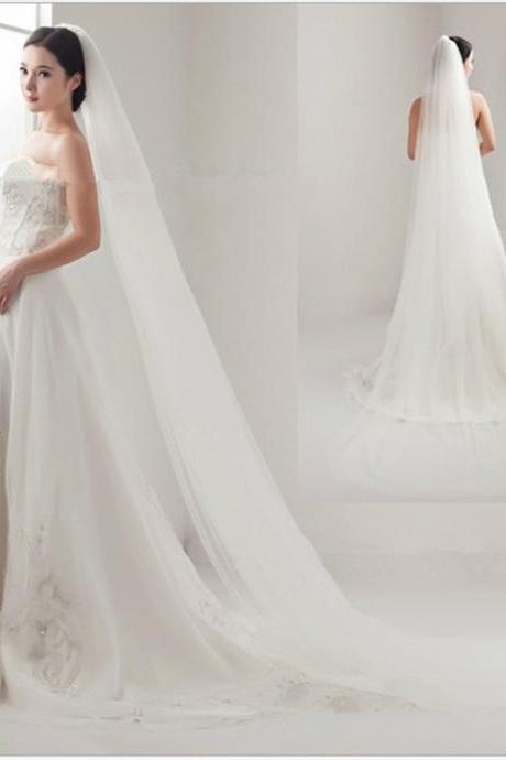 3m 2T white/Ivory Wedding Veil Wedding tiara wedding veil/bridal veil/bridal accessories/head veil/tulle veil+comb V10