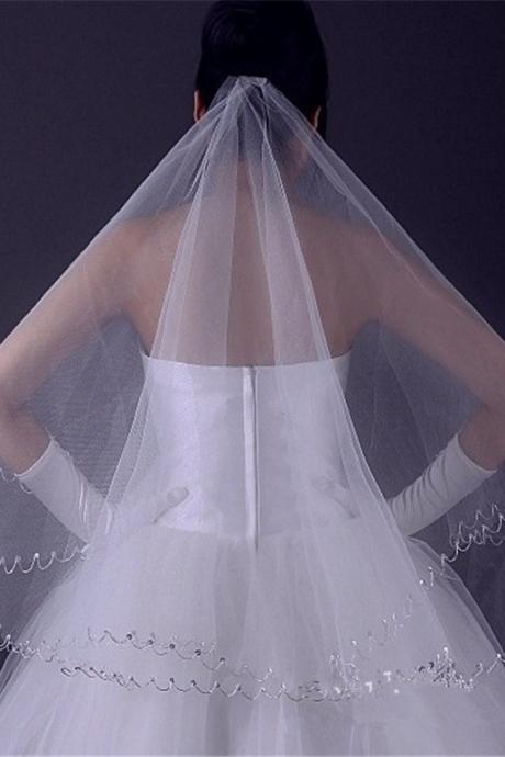 1.5m White/ivory Wedding Veil Wedding Tiara Wedding Veil/bridal Veil/bridal Accessories/head Veil/tulle Veil V11