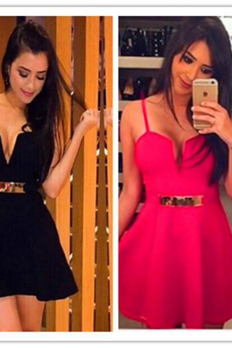 2015 Fashion Deep V Collar Sleeveless Sequin Sexy Dress