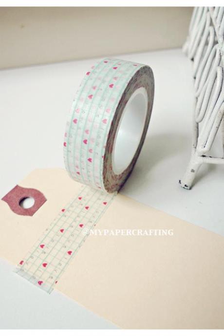 Washi Tape Green Grid With Love Word